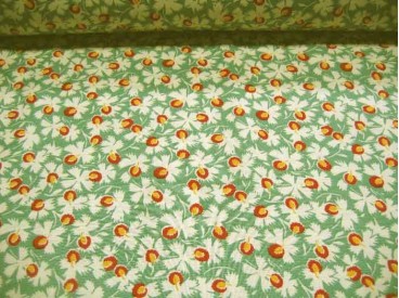 Quiltkatoen Benartex Minibloem met groen, rood en geel 1008q