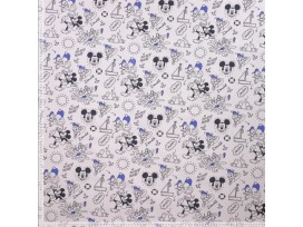 Disney stof met Mickey Mouse en Donald Duck  100% Gekaard poplin katoen (100% American Carded Cotton Poplin)  150 cm breed.  120