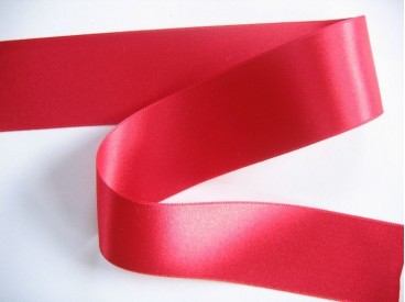 Satijnlint per rol van 25mtr.  Helder rood  38 mm