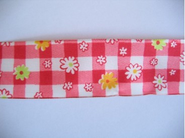 Sierband Boerenbont rood met bloemen  38mm breed