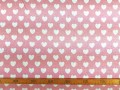 Canvas stof Roze met witte hartjes