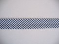 Donkerblauw/wit gestreept biaisband.  100% katoen  20 mm. breed