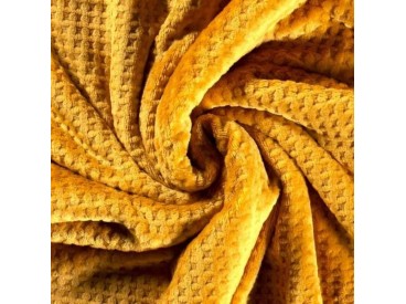 Waffle fleece  Okergeel 100% Polyester 1.50 mtr. br. 280 gram p/m2