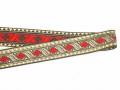 Goudkleurig sinterklaasband met een rode  ruit. Uitstekend geschikt voor Sinterklaaspakken en Zwarte Piet kleding. 30 mm. breed