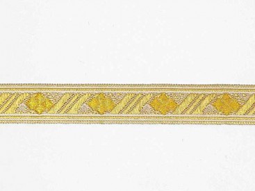 Zilver kleurig sinterklaasband met een gouden  ruit. Uitstekend geschikt voor Sinterklaaspakken en Zwartepiet kleding. 15 mm. br