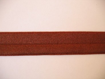 Bruin elastisch biaisband van 2 cm. breed.