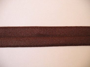 Donkerbruin elastisch biaisband van 2 cm. breed.
