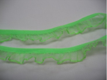 Fluor groen elastisch kant van 1.5 cm. breed