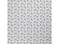 Een mintgroene poplin/katoen met roze/rode roosjes. 100% Katoen 1.45 mtr. br. 110 gram p/m2