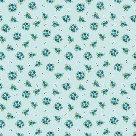 Dapper katoen Floral Flair  Mintgroen met boeketjes