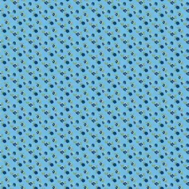 Dapper katoen Floral Flair  Aqua met kobalt mini roosjes