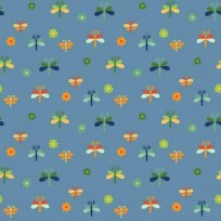 Dapper katoen Garden Party  Jeansblauw met libelles 15536-007