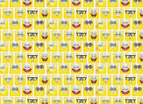 Spongebob  Emojis Een poplin/katoen met een  leuke Spongebob emojis print  100% katoen 1.50 mtr. br 120 Gr/M2