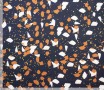 Woven vi crepe print monet Zwart met vlokken print