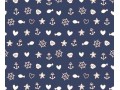 Maritiem  Donkerblauwe poplin met witte zeevaart print  15532-008N