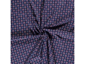 Maritiem  Donkerblauwe poplin met reddingsboei en anker  15528-008N