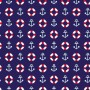 Maritiem  Donkerblauwe poplin met reddingsboei en anker  15528-008N
