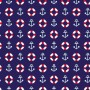 Maritiem  Donkerblauwe poplin met reddingsboei en anker  15528-008N