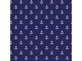 Maritiem  Donkerblauwe polplin met witte ankertjes 15529-008N