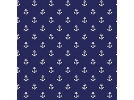 Maritiem  Donkerblauwe polplin met witte ankertjes 15529-008N