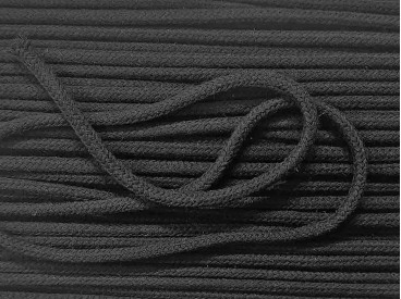 Koord zwart  Doorsnee circa 6 mm  100 % katoen (met ziel)