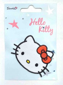 Een Hello Kitty opstrijkbare applicatie. 7x5 cm 