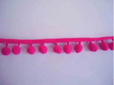 Bolletjesband pompom mini Pink  80cm lang