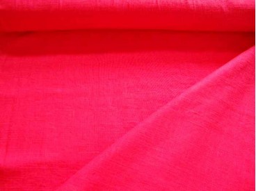 Een helder rode heavy linnen van 55% linnen en 25% katoen. Door de zware kwaliteit ook geschikt voor winterkleding. 1.40 mtr. br