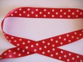 Satijnband Rood met stip 25mm