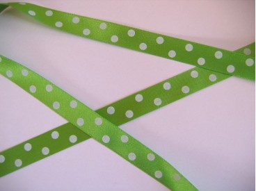 Satijnband lime met stip 15mm