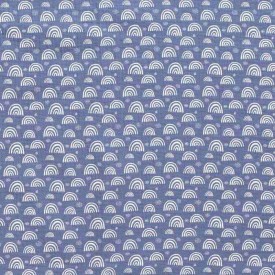 Mousseline  Jeansblauw met witte regenboog  15513-006N