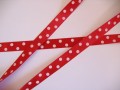 Satijnband Rood met stip 15mm