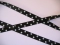 Satijnband Zwart met stip 15mm
