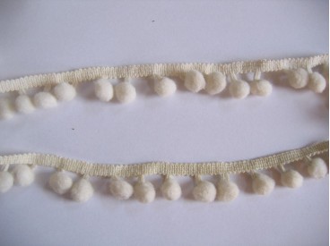 Bolletjesband pompom mini Creme