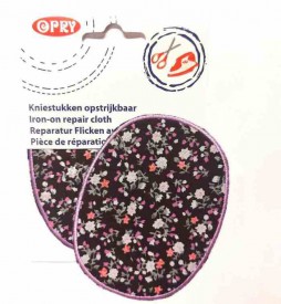 Kniestukken Zwart met grijze minifleur en lila randje 371-60