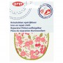 Kniestukken Offwhite  met roze bloemen en groen randje  371-59