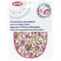 Kniestukken Offwhite  met paarse bloemen en paars randje  371-68