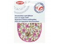 Kniestukken Offwhite  met paarse bloemen en paars randje  371-68