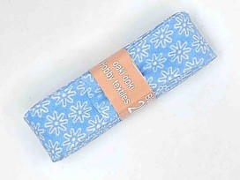 Biaisband in bundels van 2 meter blue met witte minifleur  4006H