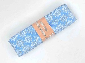 Biaisband in bundels van 2 meter Blue met witte minifleur  4006H