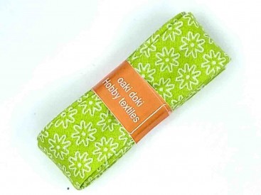 Biaisband in bundels van 2 meter Lime met witte minifleur  4009H