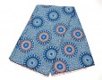 Afrikaanse stof Blauw met cirkels en klavertje  6-yards