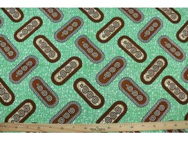 Afrikaanse stof Groen/Bruin met een paperclip motief RW1704
