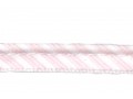 Paspelband. Babyroze/wit gestreept. 12 mm breed. 70% polyester/30% katoen