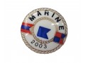 Marineknoop.  Wit met embleem Marine 2003  20 mm doorsnee  Kunststof