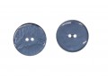 Grote glanzende blauw/grijs gemeleerde knoop. 30 mm. doorsnee