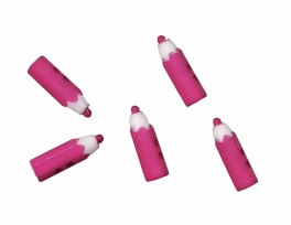 Kinderknoop potlood. 2-gaats.  Pink kunststof potloodknoopje.  20 x 6 mm doorsnee.  (De kinderknopen worden per stuk verkocht)