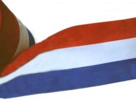 Sierlint Nederlandse vlag. Rood wit blauw sierband 50 mm breed.