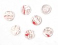 Kinderknoop doorschijnend rood/wit gevlekt 14mm. kkd97