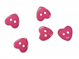 Hartjes knoop van kunststof, 2 gaats. Pink. Doorsnee 13 mm.